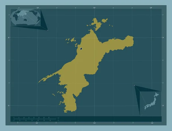 Ehime Prefektura Japonska Pevný Barevný Tvar Pomocné Mapy Polohy Rohu — Stock fotografie