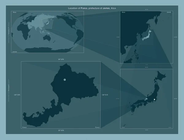 Fukui Prefectura Japón Diagrama Que Muestra Ubicación Región Mapas Gran —  Fotos de Stock