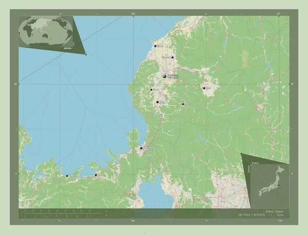 Фукуй Префектура Японії Відкрита Карта Вулиць Місця Розташування Назви Великих — стокове фото