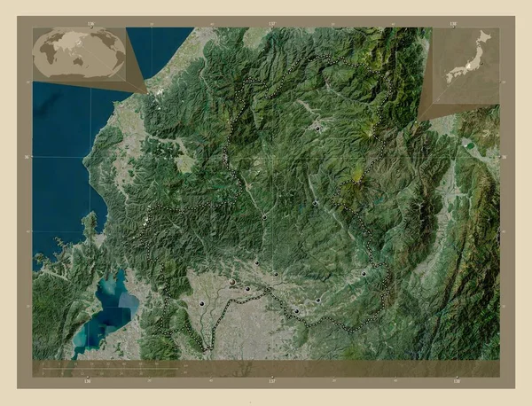 Гіфу Префектура Японії Супутникова Карта Високої Роздільної Здатності Розташування Великих — стокове фото