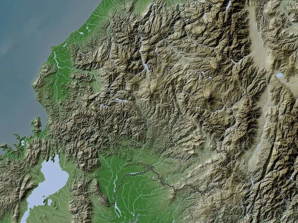 Gifu Prefecture Japan Elevation Map Colored Wiki Style Lakes Rivers — Stock Photo, Image