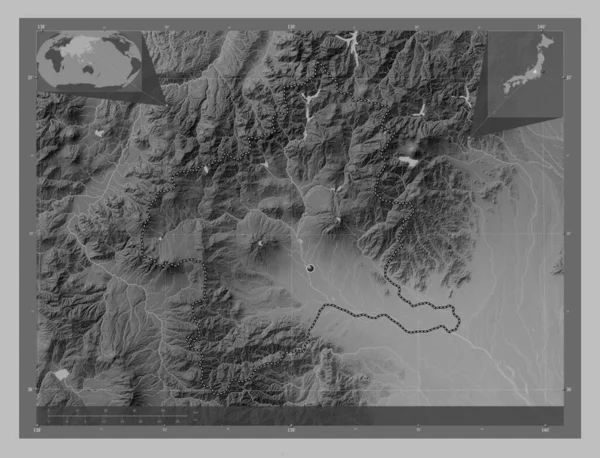 Gunma Prefectuur Van Japan Grayscale Hoogte Kaart Met Meren Rivieren — Stockfoto