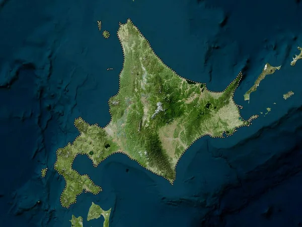 Хоккайдо Район Японії Супутникова Карта Високої Роздільної Здатності — стокове фото
