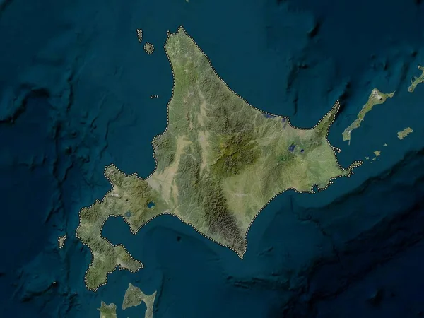 Hokkaido Japans Krets Lågupplöst Satellitkarta — Stockfoto
