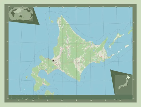 Hokkaido Circuito Japão Abrir Mapa Rua Mapa Localização Auxiliar Canto — Fotografia de Stock