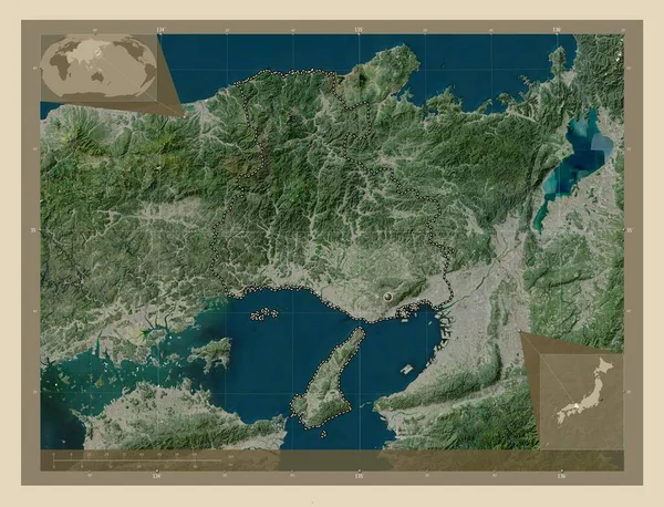 Hyogo Prefecture Japan Англійською Супутникова Карта Високої Роздільної Здатності Кутові — стокове фото
