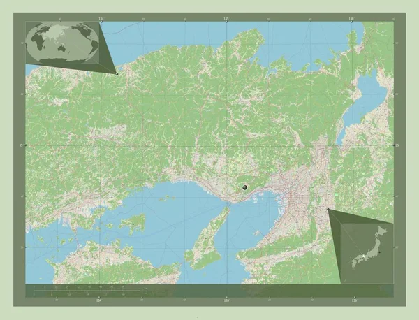 Хёго Префектура Японии Карта Улиц Вспомогательные Карты Расположения Углов — стоковое фото
