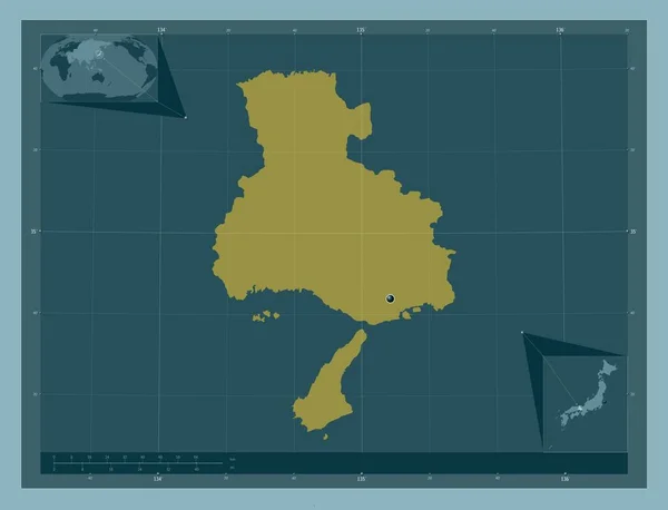 Hyogo Prefectura Japón Forma Color Sólido Mapas Ubicación Auxiliares Esquina — Foto de Stock