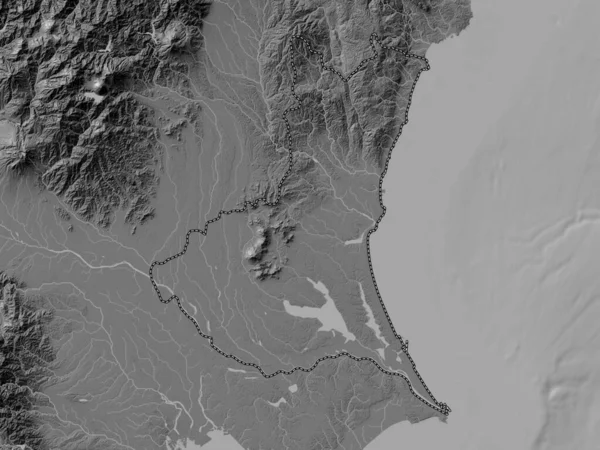 Ibaraki Prefectura Japón Mapa Elevación Bilevel Con Lagos Ríos — Foto de Stock