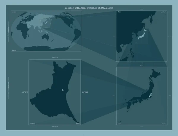 Ibaraki Prefectura Japón Diagrama Que Muestra Ubicación Región Mapas Gran —  Fotos de Stock