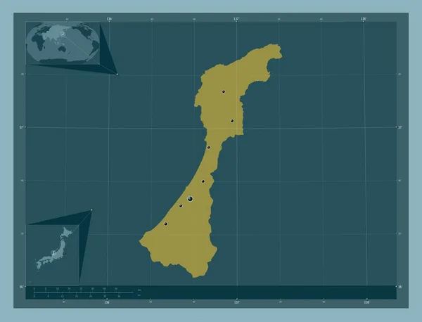 Ishikawa Prefektura Japonii Solidny Kształt Koloru Lokalizacje Dużych Miast Regionu — Zdjęcie stockowe