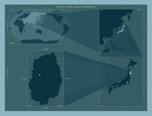 Iwate Prefectura Japón Diagrama Que Muestra Ubicación Región Mapas Gran —  Fotos de Stock