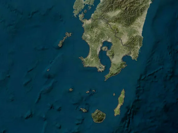 Καγκόσιμα Νομός Ιαπωνίας Χάρτης Δορυφόρου Χαμηλής Ανάλυσης — Φωτογραφία Αρχείου