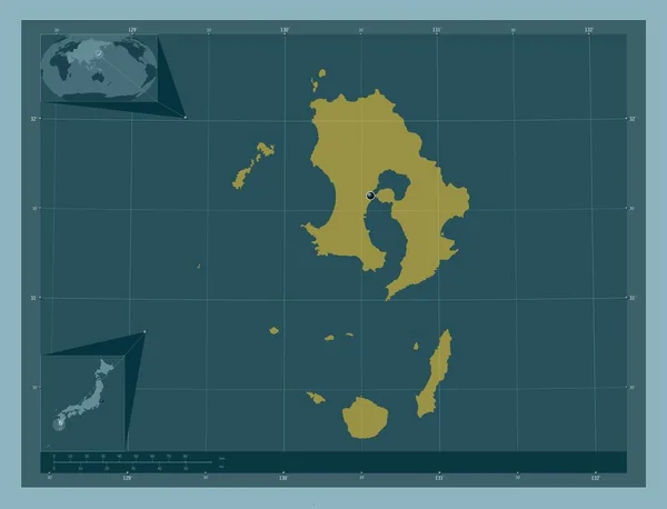 Kagoshima Prefectuur Van Japan Stevige Kleurvorm Hulplocatiekaarten Hoek — Stockfoto