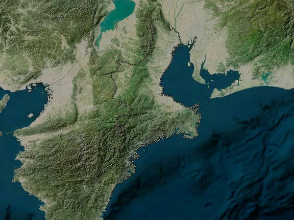 Mie Prefektura Japonii Mapa Satelitarna Niskiej Rozdzielczości — Zdjęcie stockowe