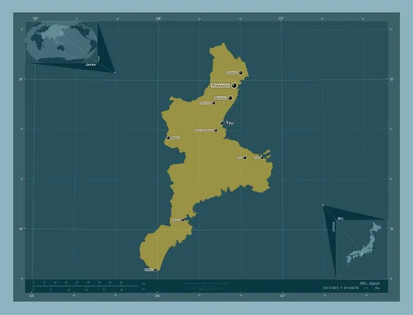 Mie Prefectuur Van Japan Stevige Kleurvorm Locaties Namen Van Grote — Stockfoto