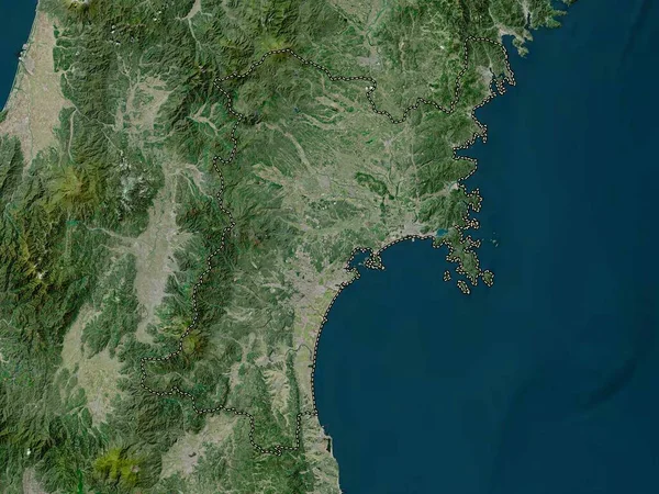 Miyagi Prefekturen Japan Högupplöst Satellitkarta — Stockfoto