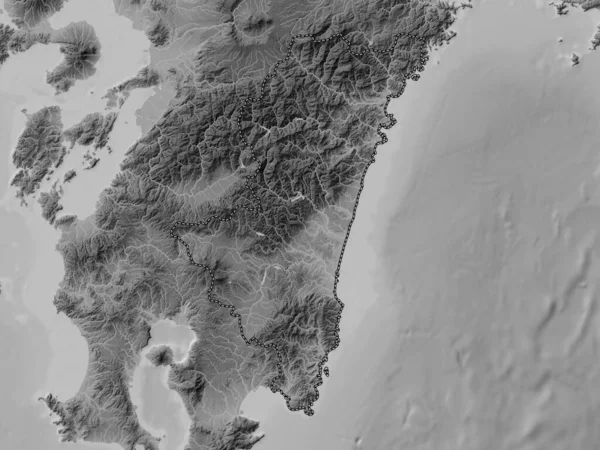 Μιγιαζάκι Νομός Ιαπωνίας Υψόμετρο Γκρι Χάρτη Λίμνες Και Ποτάμια — Φωτογραφία Αρχείου