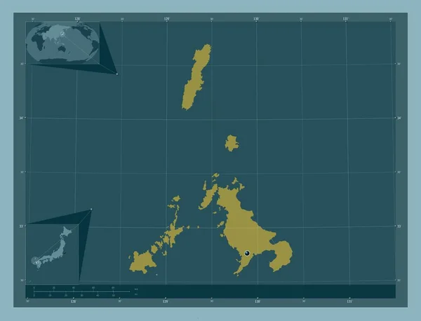 Nagasaki Prefecture Japan Solid Color Shape Corner Auxiliary Location Maps — Stock Photo, Image