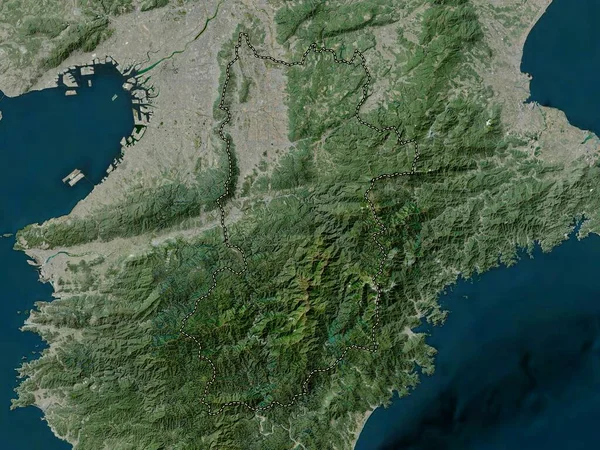 日本の奈良県 高解像度衛星地図 — ストック写真