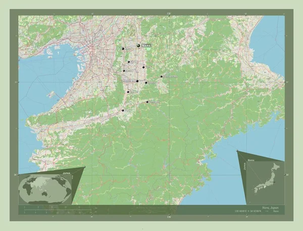 Nara Präfektur Von Japan Open Street Map Orte Und Namen — Stockfoto