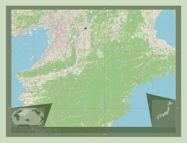 Nara Prefectuur Van Japan Open Plattegrond Hulplocatiekaarten Hoek — Stockfoto