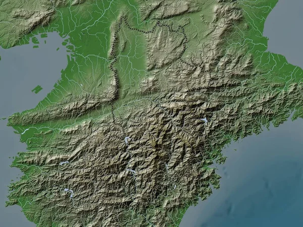 Нара Префектура Японии Карта Высот Окрашенная Вики Стиле Озерами Реками — стоковое фото