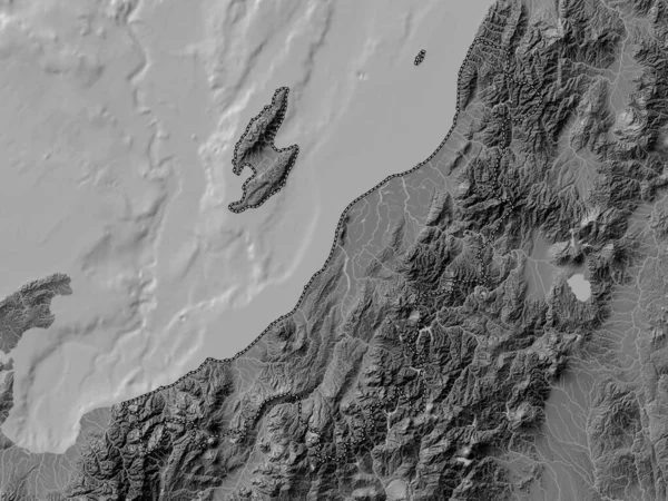 Niigata Prefecture Japan Bilevel Elevation Map Lakes Rivers — Stock Photo, Image