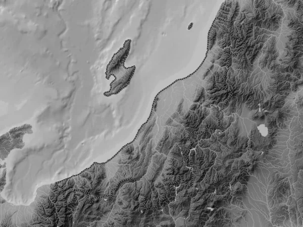 Νιιγκάτα Νομός Ιαπωνίας Υψόμετρο Γκρι Χάρτη Λίμνες Και Ποτάμια — Φωτογραφία Αρχείου