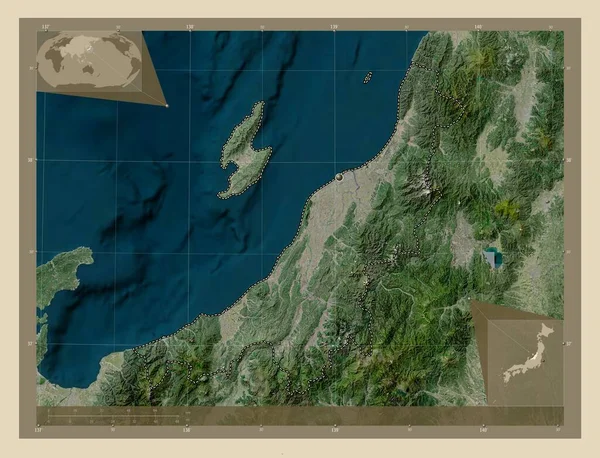 Niigata Prefeitura Japão Mapa Satélite Alta Resolução Mapa Localização Auxiliar — Fotografia de Stock