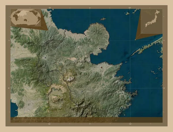 Ойта Префектура Японії Супутникова Карта Низькою Роздільною Здатністю Розташування Великих — стокове фото