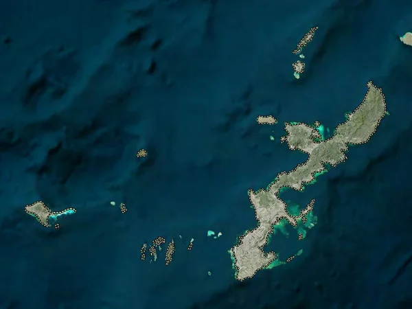 Okinawa Prefeitura Japão Mapa Satélite Alta Resolução — Fotografia de Stock