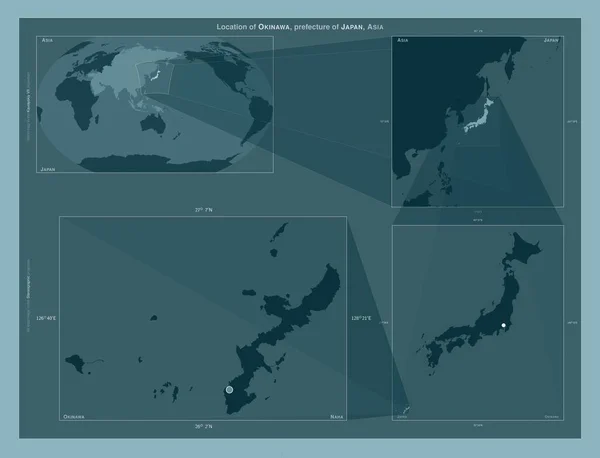 Okinawa Prefektura Japonska Diagram Znázorňující Umístění Oblasti Větších Mapách Složení — Stock fotografie