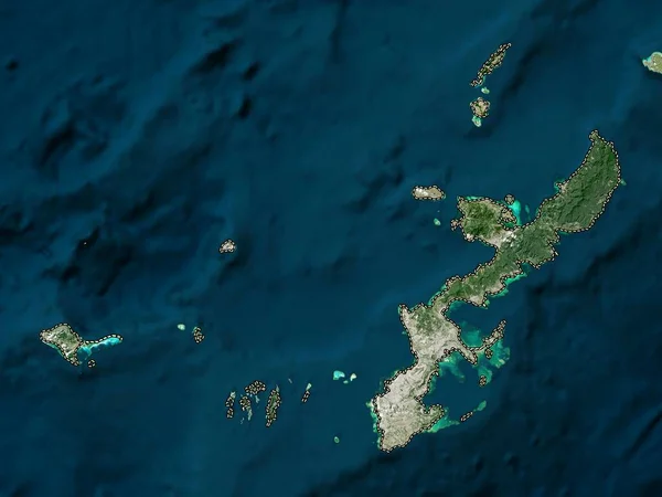 Okinawa Prefeitura Japão Mapa Satélite Baixa Resolução — Fotografia de Stock