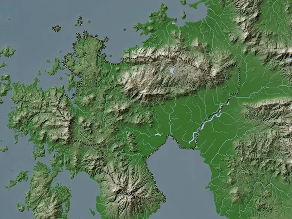Сага Префектура Японии Карта Высот Окрашенная Вики Стиле Озерами Реками — стоковое фото
