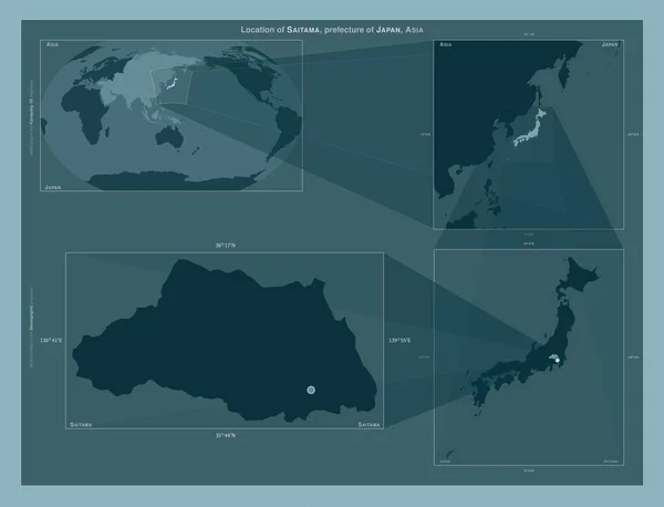 Saitama Prefectura Japón Diagrama Que Muestra Ubicación Región Mapas Gran —  Fotos de Stock