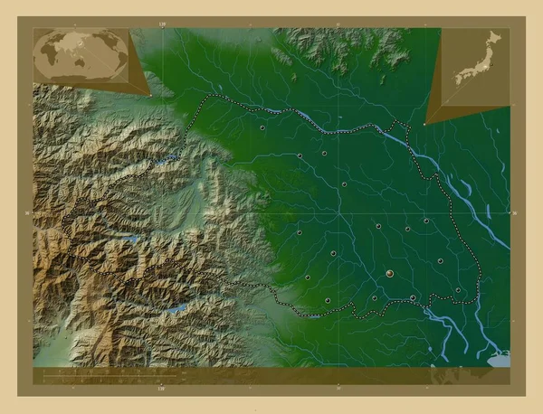 Saitama Japonya Ili Gölleri Nehirleri Olan Renkli Yükseklik Haritası Bölgenin — Stok fotoğraf
