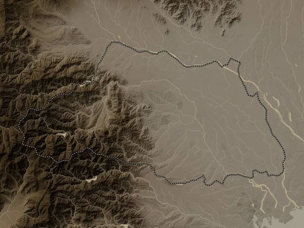 Saitama Prefectura Japón Mapa Elevación Coloreado Tonos Sepia Con Lagos — Foto de Stock