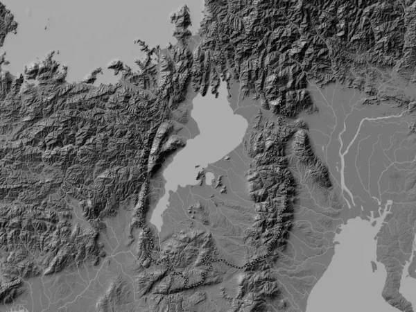 Shiga Prefectura Japón Mapa Elevación Bilevel Con Lagos Ríos — Foto de Stock