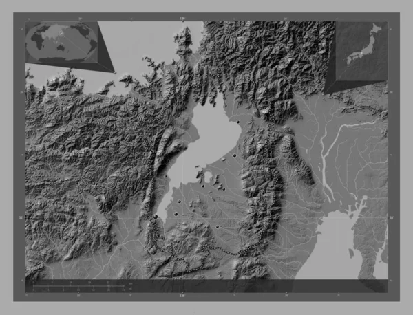 Shiga Prefettura Del Giappone Mappa Dell Elevazione Bilivello Con Laghi — Foto Stock