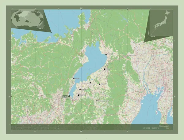 Шига Префектура Японии Карта Улиц Места Названия Крупных Городов Области — стоковое фото