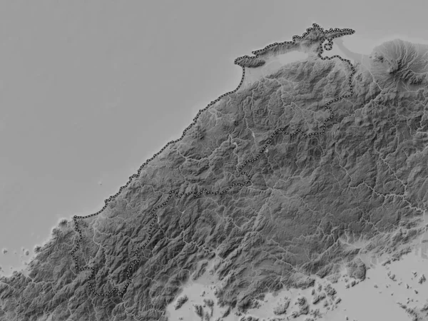 Shimane Prefecture Japan Grayscale Elevation Map Lakes Rivers — Stock Photo, Image