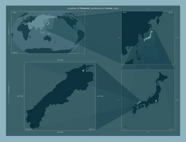 Shimane Prefectura Japón Diagrama Que Muestra Ubicación Región Mapas Gran —  Fotos de Stock