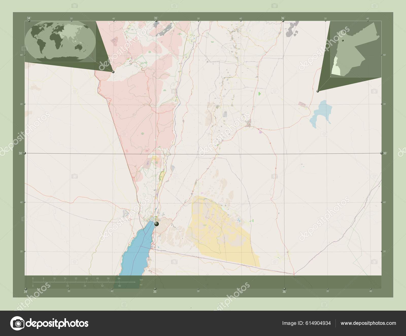 Aqaba Province Jordan Open Street Map Corner Auxiliary Location Maps ...