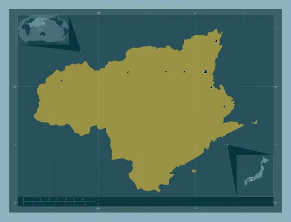 Tokushima Prefectura Japón Forma Color Sólido Ubicaciones Las Principales Ciudades —  Fotos de Stock