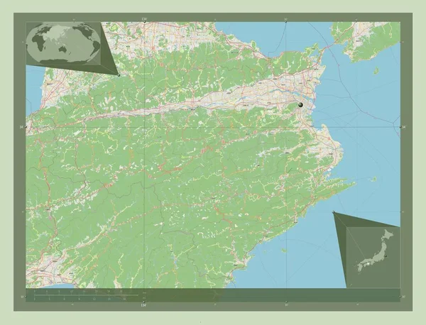 Τοκουσίμα Νομός Ιαπωνίας Χάρτης Του Δρόμου Γωνιακοί Χάρτες Βοηθητικής Θέσης — Φωτογραφία Αρχείου