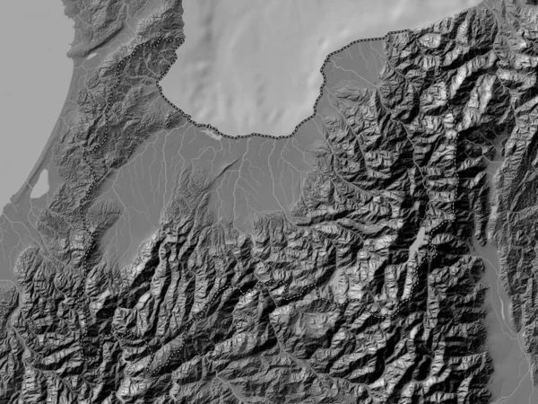 Toyama Prefectura Japón Mapa Elevación Bilevel Con Lagos Ríos — Foto de Stock