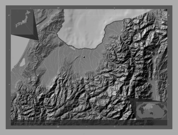 Toyama Prefektura Japonska Mapa Nadmořské Výšky Jezery Řekami Pomocné Mapy — Stock fotografie