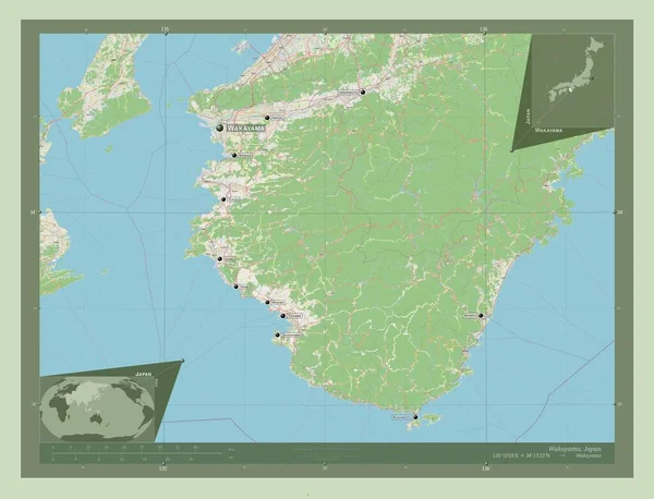 Вакаяма Префектура Японії Відкрита Карта Вулиць Місця Розташування Назви Великих — стокове фото