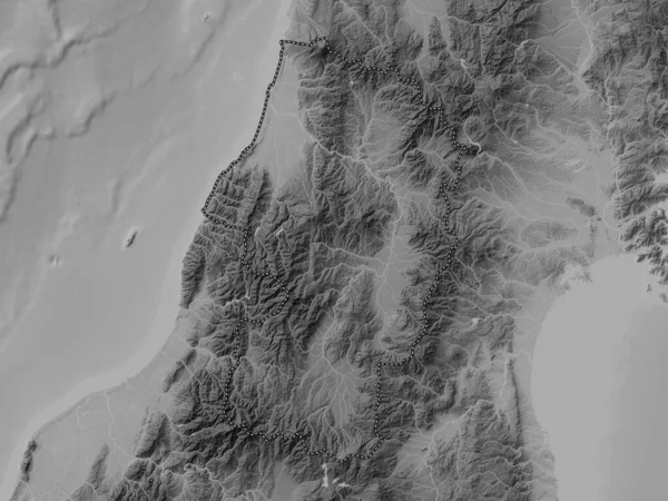 Yamagata Prefectura Japón Mapa Elevación Escala Grises Con Lagos Ríos — Foto de Stock